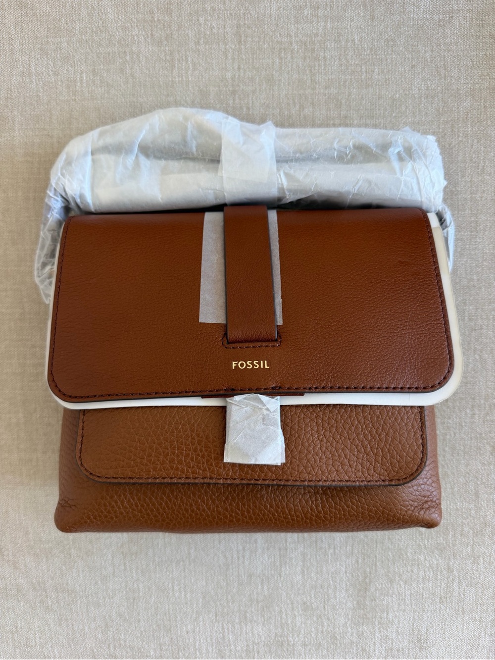 Fossil Kinley Small Leather Crossbody Bag Brown Travel Casual Minimalist Capsule